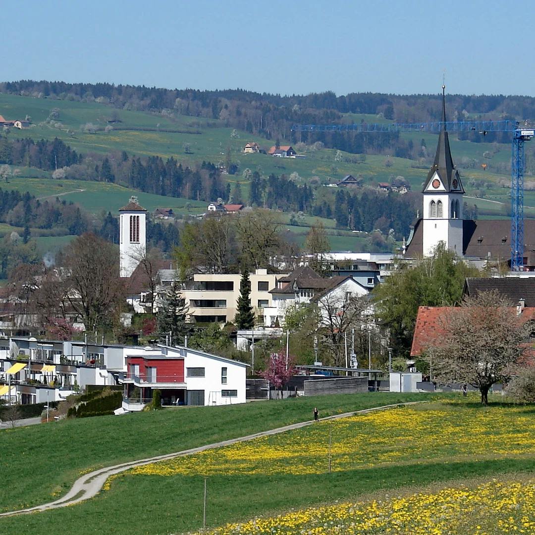 Blick auf die Luzerner Gemeinde Hochdorf und die umliegende Landschaft